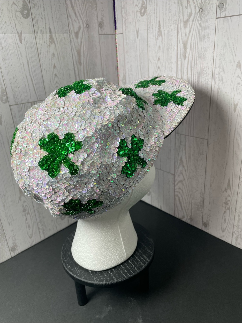 Sequin Shamrock Baseball Cap for Women’s - Green & Iridescent